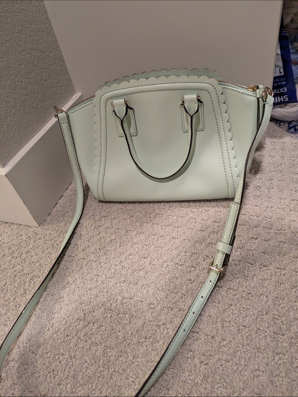 kate spade Mint Scallop-Trim Satchel with Gold Hardware